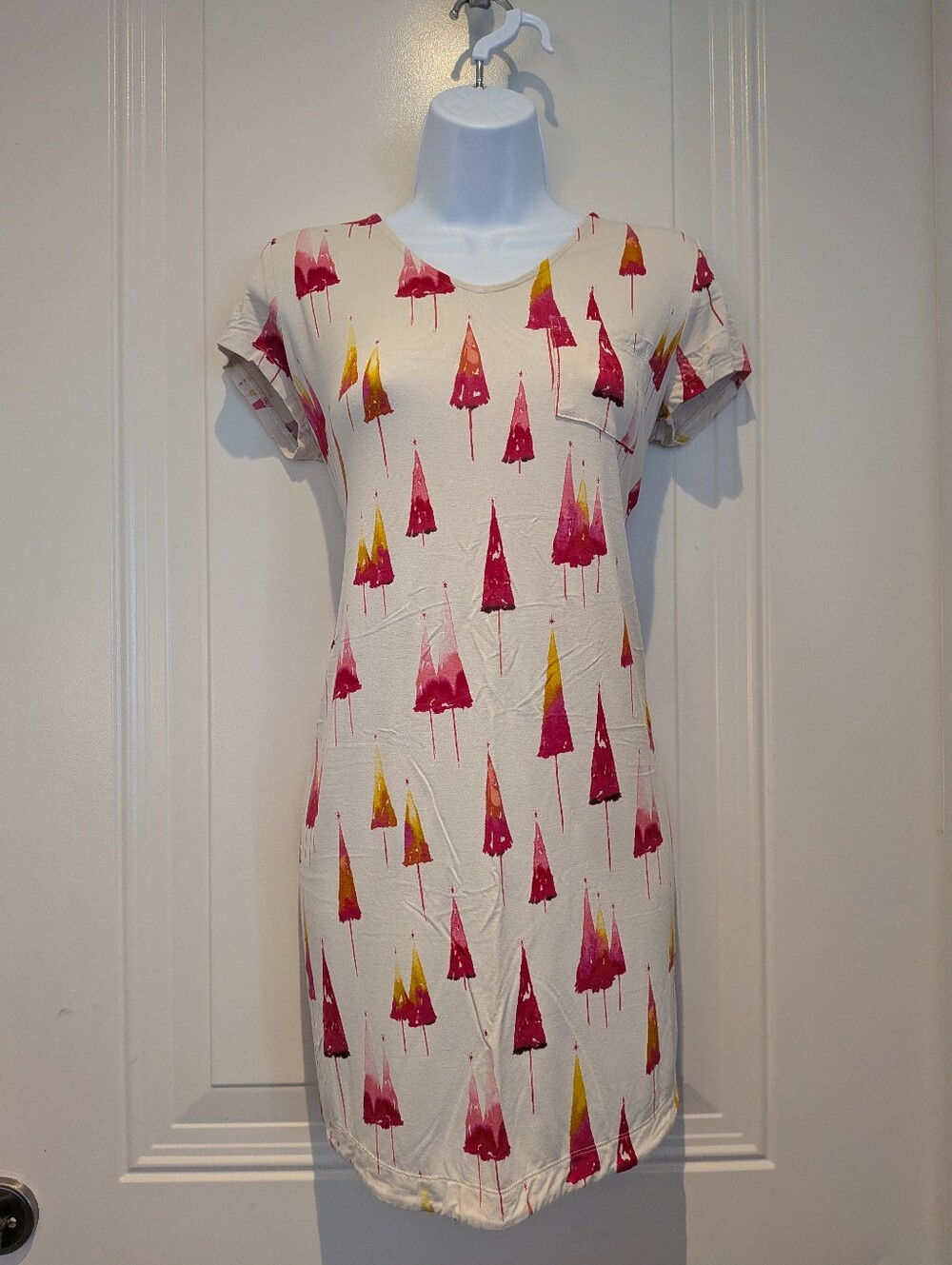 Soma Cream Mini Dress with Pink & Yellow Tree Print